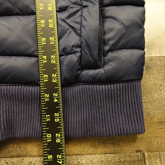 GAP ColdControl Max Puffer Jacket Men’s Large Navy Stripe Hooded Primaloft - Picture 6 of 13